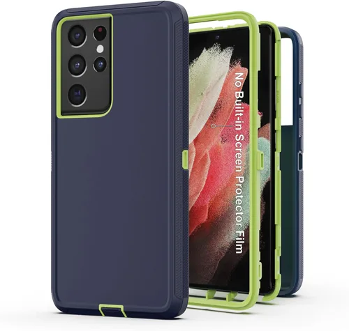 Vista 10 de Funda protectora resistente para Galaxy S21 Ultra 5G, funda protectora resistente con [3 capas] Cubierta de protección de goma resistente a prueba