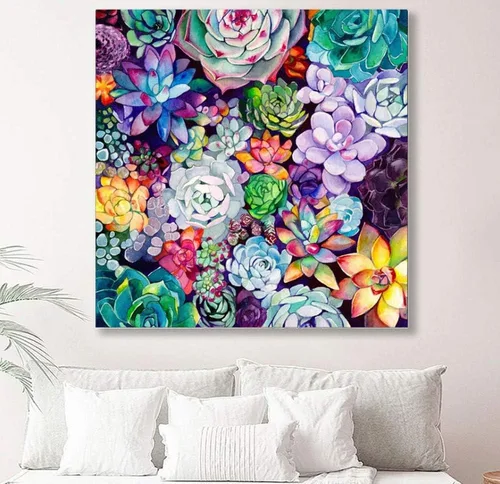 Vista 5 de MMAHD Kits de pintura de diamantes 5D para adultos, completos, suculentas, pinturas bordadas con diamantes de imitación pegados, pintura de punto