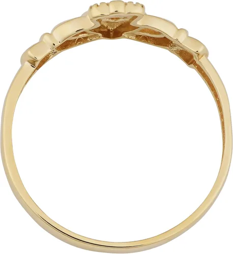 Vista 2 de KoolJewelry Anillo Claddagh de oro amarillo de 14 quilates con pulido brillante