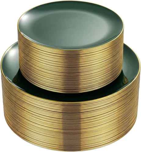 Vista 16 de PULOTE 100 piezas de platos de plástico negro desechables - Premium resistente 50 platos negros para cena, 50 platos para postre/ensalada - Ideal