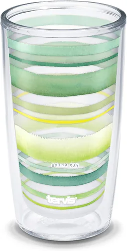 Vista 15 de Taza de viaje Tervis Yao Cheng Verde Cristal de doble pared aislada hecha en Estados Unidos mantiene las bebidas frías y calientes, 16 onzas