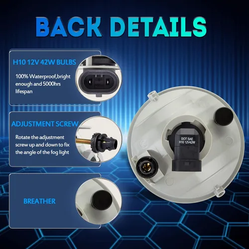Vista 5 de Lámparas antiniebla de repuesto para Toyota Tacoma 2005-2011, Toyota Tundra 2007-2012, Toyota Solara 2004-2006, compatible con bombillas H10 de 12 V