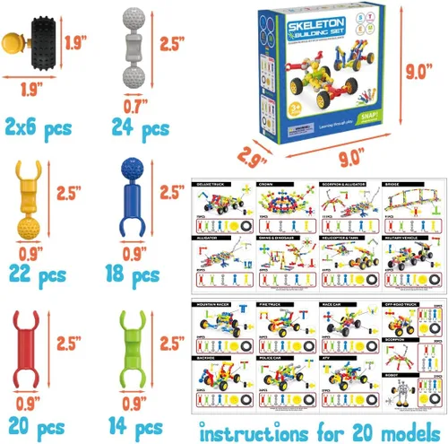 Vista 4 de SHUNLAM Juguetes de construcción para niños, 110 juguetes STEM para niños y niñas, juego entrelazado para mayores de 3 años, kit creativo para niños