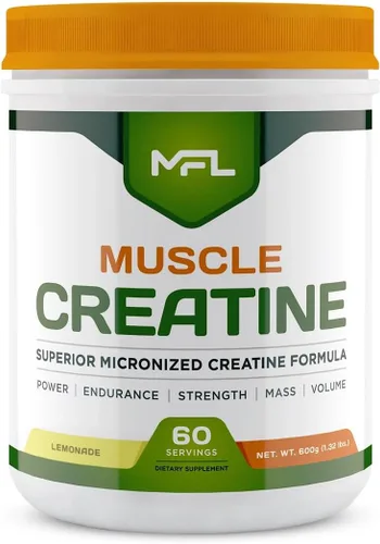 Vista 8 de MFL Muscle Creatina 3 formas de creatina micronizada 0.35 onzas 0 azúcar endulzado con stevia totalmente natural 60 porciones