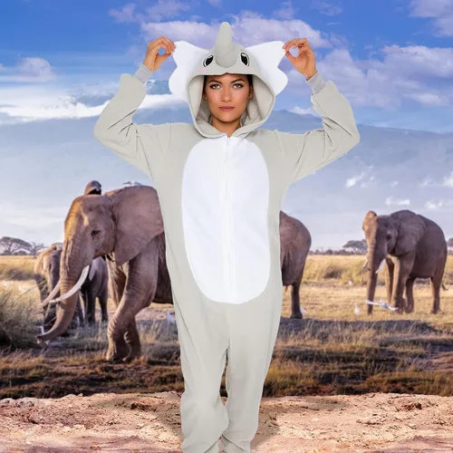 Vista 2 de Slim Fit Adult Onesie - Animal Halloween Costume - Plush Fruit One Piece Cosplay Suit for Women and Men by FUNZIEZ