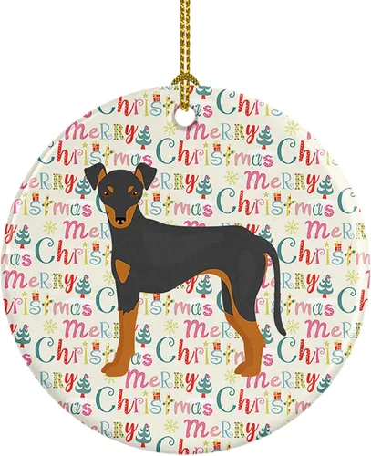 Vista 46 de Caroline's Treasures Abyssinian Sand Terrier - Adorno de cerámica para colgar en el árbol de Navidad, para el hogar, Navidad, fiestas, regalo, 3