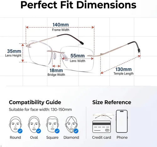 Vista 4 de Eyekepper Lentes de lectura sin marco para mujer, lectores ligeros sin montura para mujer
