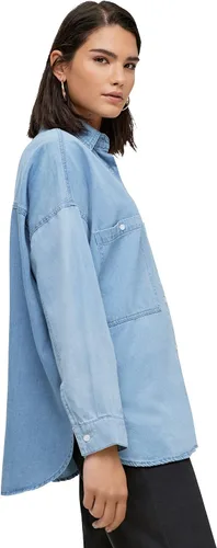 Vista 3 de ellos Camisa de mezclilla de gran tamaño con botones frontales para mujer