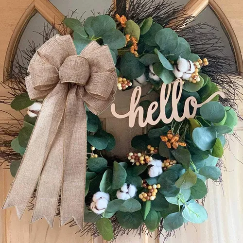 Vista 3 de Arco de arpillera para decoración de árbol de Navidad, decoración de fiesta de boda, 9.8 x 21.6 pulgadas