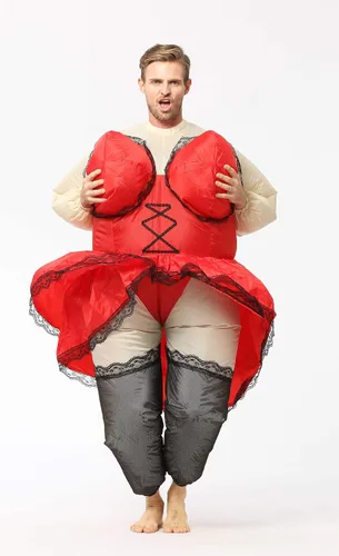 Vista 7 de GOPRIME Disfraz inflable, vestido de camarera, tamaño adulto