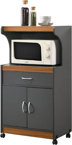 Vista 8 de HODEDAH IMPORT - Carrito de cocina para microondas, de madera de haya.