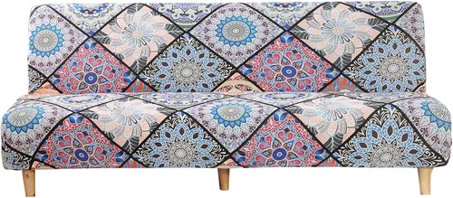 Vista 17 de Fundas de sofá sin brazos, elásticas de elastano, funda plegable para sofá cama, futón sin reposabrazos, protector de muebles para sala de estar