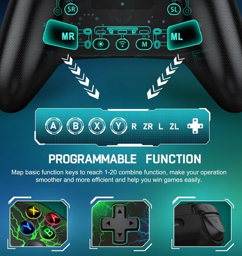 Vista 3 de Wireless Switch Controller for Nintendo Switch ControllerSwitch LiteSwitch OLED, Rgb Switch Pro controller for Windows PC IOS Android,Switch Remote