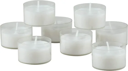Vista 4 de Stonebriar - Paquete de 24 velas de té sin perfume, sin humo, de combustión prolongada, con recipiente transparente, tiempo de combustión extendido