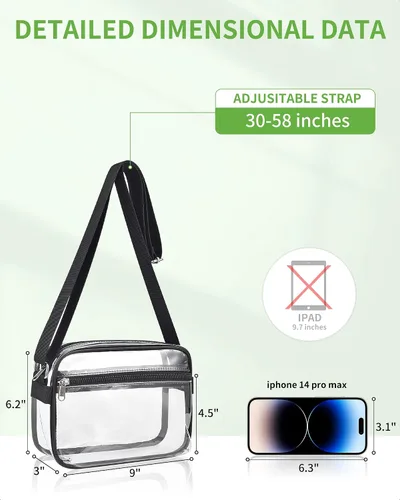 Vista 3 de MAY TREE Clear Bag for Stadium Events, Small Clear Purse Suitable for Concert Outfits, Sports, Work and Festivals