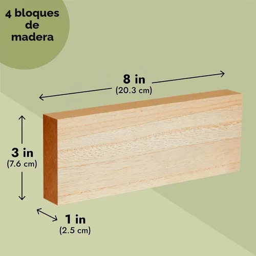 Vista 5 de Bright Creations - Bloques de madera sin terminar para manualidades, bloques para letreros, juegos para niños (4 unidades)