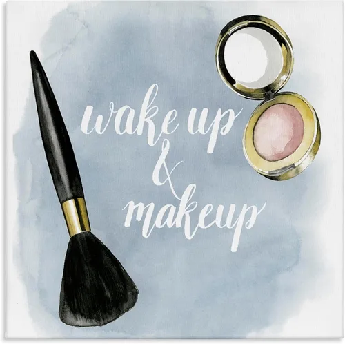 Vista 4 de Stupell Industries Grace Popp - Placa artística de pared con texto en inglés "Watercolor Wake Up & Make Up", 12 x 12 pulgadas, fácil de colgar