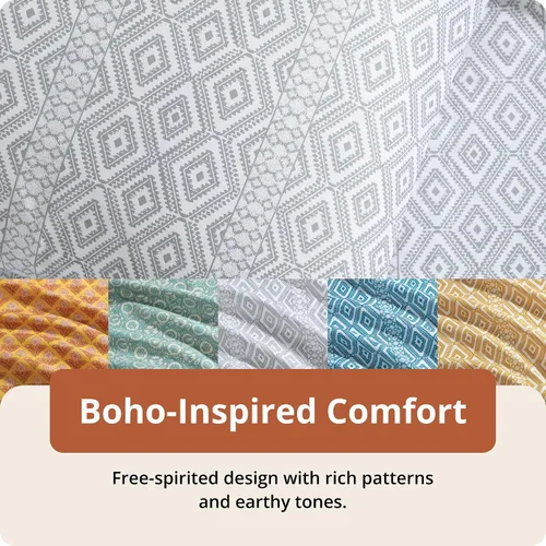 Vista 5 de Indigo Ink - Juego de sábanas para cama individual, ropa de cama de peso medio con funda de almohada a juego, juego de cama floral boho, suave