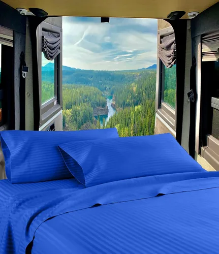 Vista 9 de RV Twin - Juego de sábanas de 28 x 75 pulgadas, 400 hilos, 100% algodón egipcio suave hecho para caravanas, caravanas, barcos y autocaravanas Rayas