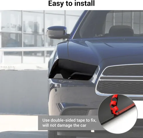 Vista 6 de Hoolcar Cubierta de lámpara delantera para faros delanteros, marco de bisel, accesorios exteriores compatibles con Dodge Charger 2011-2014, negro