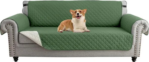 Vista 16 de UNBBRRL Funda de sofá reversible para perros y gatos, funda impermeable para muebles para mascotas y niños, protector de sofá con correas elásticas