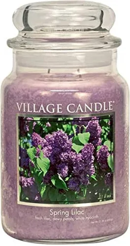 Vista 5 de Village Candle Spring Lilac - Tarro de boticario de vidrio grande, vela perfumada, 21.25 onzas, morado