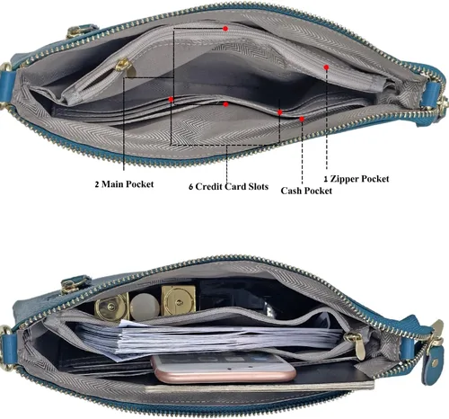Vista 4 de Beurlike Cartera de cuero para mujer, bolso cruzado pequeño para teléfono