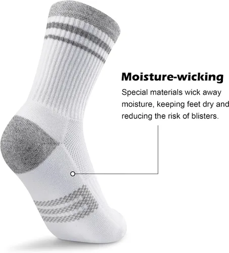 Vista 4 de Gonii Crew Socks Women Hiking Running Athletic Cushioned Compression Socks 5-6 Pairs