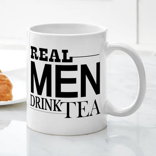 Vista 3 de CafePress Real Men Drink Tea Mugs Taza de café de cerámica de 11 oz (11.0 fl oz)