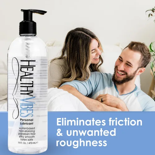 Vista 2 de Lubricante personal íntimo abase de agua Healthy Vibes, lubricante anal y crema hidratante libre de parabenos, Transparente, 1