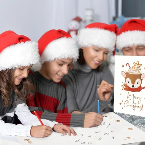 Vista 5 de Zhanmai 6 tarjetas de felicitación jumbo de Feliz Navidad de 14 x 20 pulgadas, libro de invitados gigante, tarjeta de regalo de Navidad, tarjeta