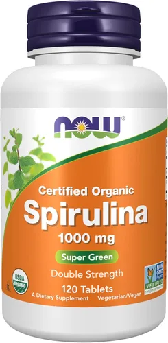Vista 9 de NOW Foods Tabletas de Espirulina Orgánica 1000mg - 300 unidades - Suplemento de Superalimento Verde Integral, Doble Fuerza - Sin OMG