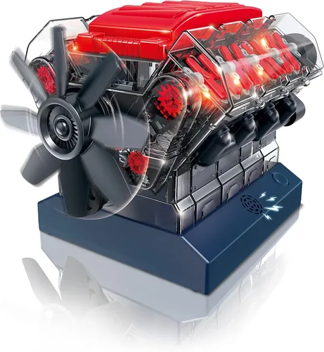 Vista 4 de OWI Inc Robotics Vroom! Motor de combustión modelo V8 Stem V8, kits educativos de cumpleaños STEM para bricolaje a partir de 12 años