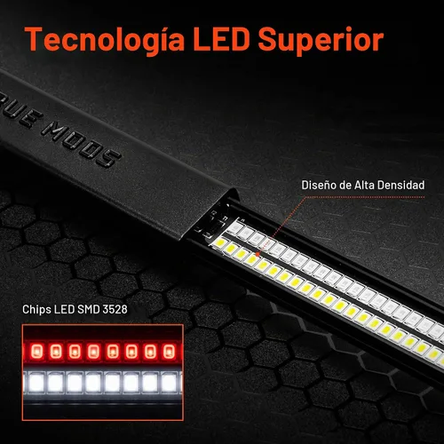 Vista 4 de True Mods Barra de luz LED de 49 pulgadas para puerta trasera ahumada para camioneta, remolque, vehículo [aluminio rígido] [secuencia de encendido]