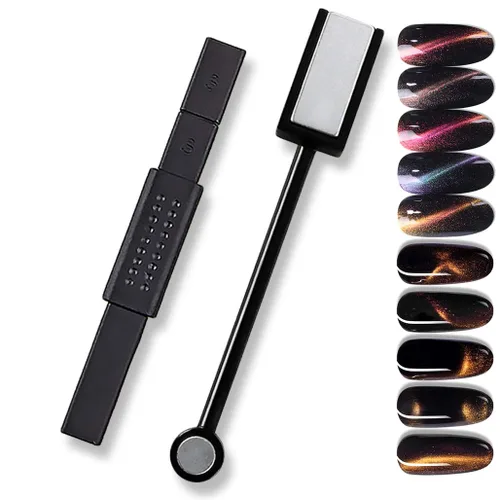 Vista 9 de 11 imanes de uñas, imanes de ojo de gato para uñas, barra magnética de esmalte de uñas, kit de diseño de uñas 3D, esmalte de gel magnético