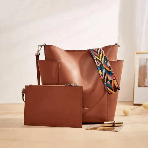Vista 5 de BOSTANTEN Bolso de cuero del cubo del diseñador Hobo bolsos de hombro conjunto con monederos del embrague paquete con la cartera de cuero