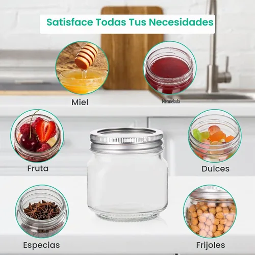 Vista 6 de Paquete de 30 tarros Mason de 8 onzas con tapas herméticas