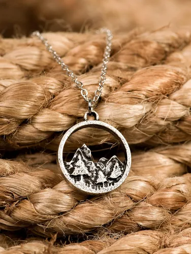 Vista 4 de HAQUIL Collar de montaña, collar de bosque natural, collar de árbol de montaña de aventura para hombre, collar amante de los escaladores
