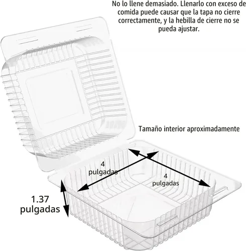 Vista 2 de Axe Sickle 50 unidades de contenedores desechables de plástico transparente con bisagras para llevar con tapa de concha, bandejas para llevar