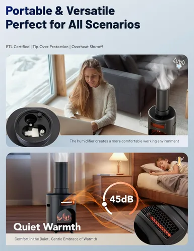 Vista 6 de DR. INFRARED HEATER DR-991 Calentador de Espacio de Chimenea Eléctrica Portátil con Humidificador y Control Remoto, Calor Infrarrojo, Efecto