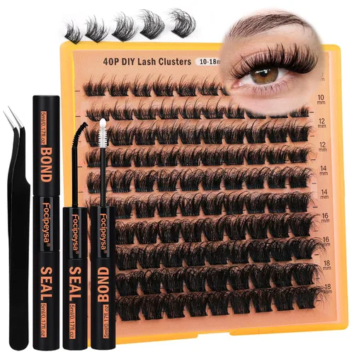 Vista 24 de Racimos de Pestañas de Volumen Completo DIY Extensión de Pestañas 10-18MIX Racimos de Pestañas Curvadas en D 200D Pestañas Individuales Onduladas