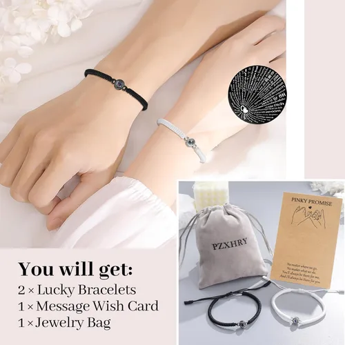 Vista 4 de Pulseras PZXHRY para pareja, mejores amigos, madre e hija, amistad, pulsera a juego para él, ella, mejor amiga, mamá, hija, cumpleaños, Navidad