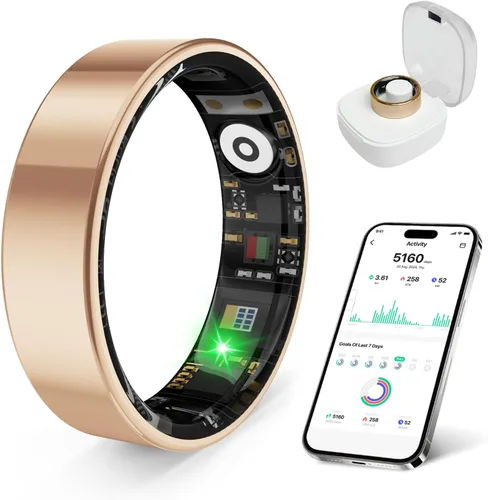 Vista 8 de Anillo de salud inteligente, con funciones de monitoreo de estrés y sueño, compatible con iOS y Android, rastreador de actividad física impermeable