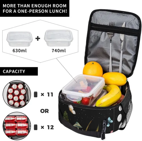 Vista 3 de FREEHOTU Bolsa de almuerzo de fase lunar con doble aislamiento, a prueba de fugas, bolsa de mano, organizador de almuerzo para trabajo, picnic