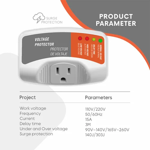 Vista 5 de GIDEON Protector de sobretensiones para electrodomésticos, protector de voltaje de salida única y regulador de voltaje para refrigerador, TV, PC