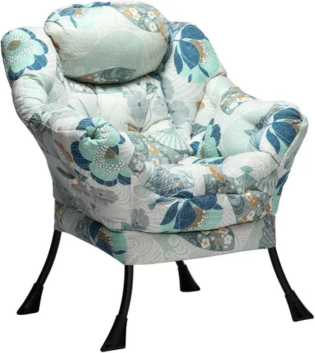 Vista 21 de HollyHOME Silla perezosa con otomana plegable, sillón cómodo y reposapiés plegable, sofá de ocio silla de lectura y reposapiés para sala de estar