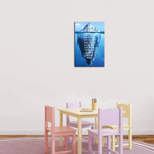 Vista 8 de Arte de Lienzo Inspiracional de Éxito para Pared, Iceberg Azul, Citas de Motivación, Póster Impreso, Obras de Arte para Hogar, Escuela, Oficina