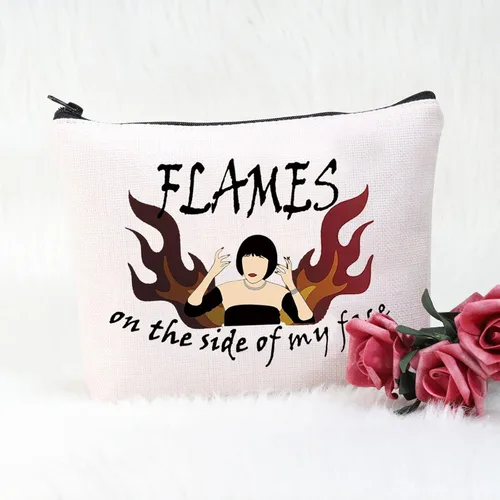 Vista 3 de POFULL Regalo blanco del amante de la película en el lado de mi cara con cremallera bolsa bolsa regalo de película, Bolso Flames On The Side Of My