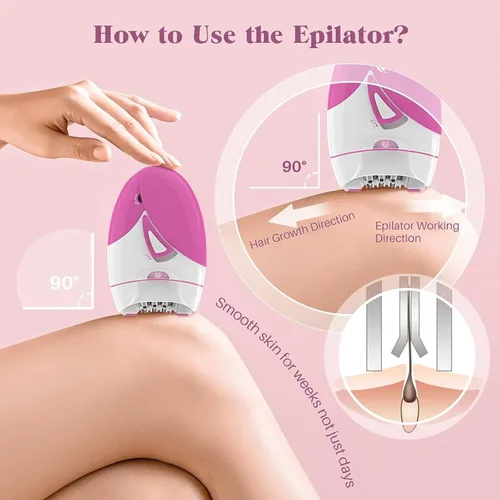 Vista 4 de Depiladora para mujeres, depiladora de deslizamiento suave, removedor de vello facial para mujeres con 2 velocidades y luz LED, depiladora eléctrica