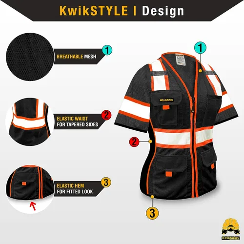 Vista 2 de KwikSafety Men's & Women's Class 3 Safety Vest ANSI OSHA Hi Vis Vest